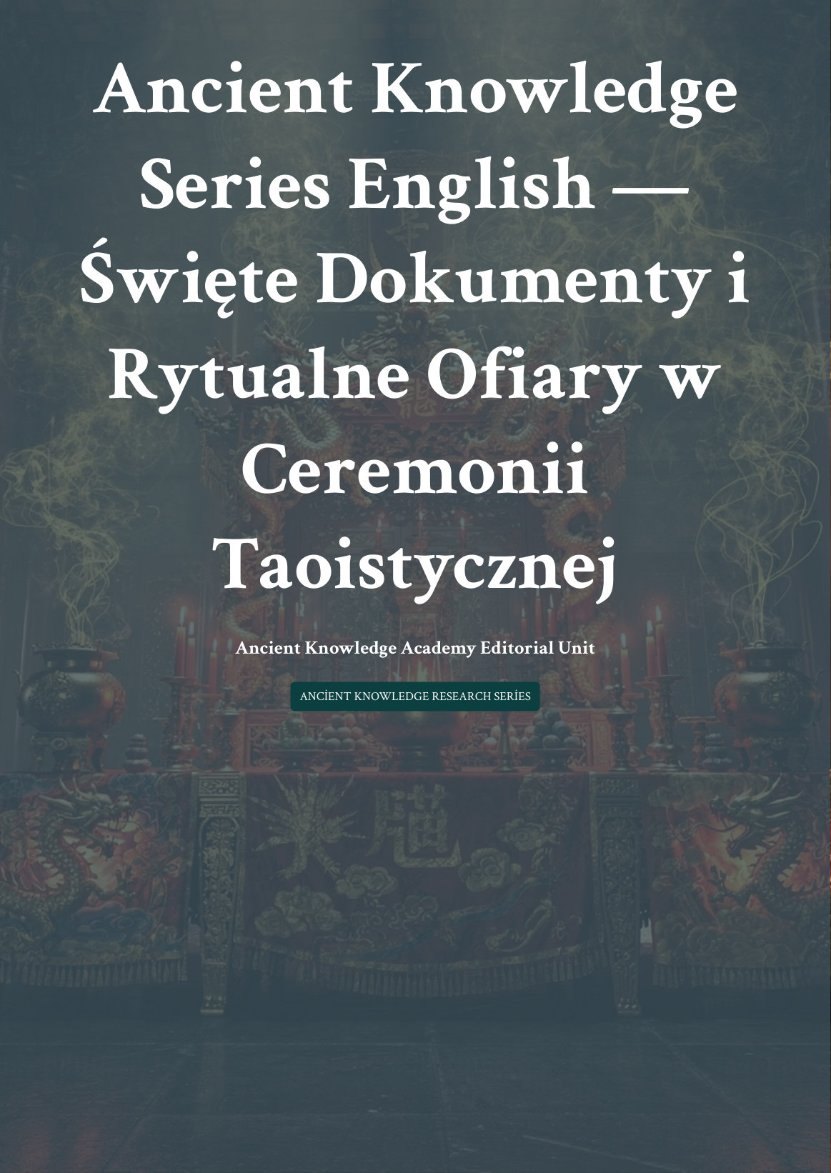 Święte Dokumenty i Rytualne Ofiary w Ceremonii Taoistycznej first page thumbnail
